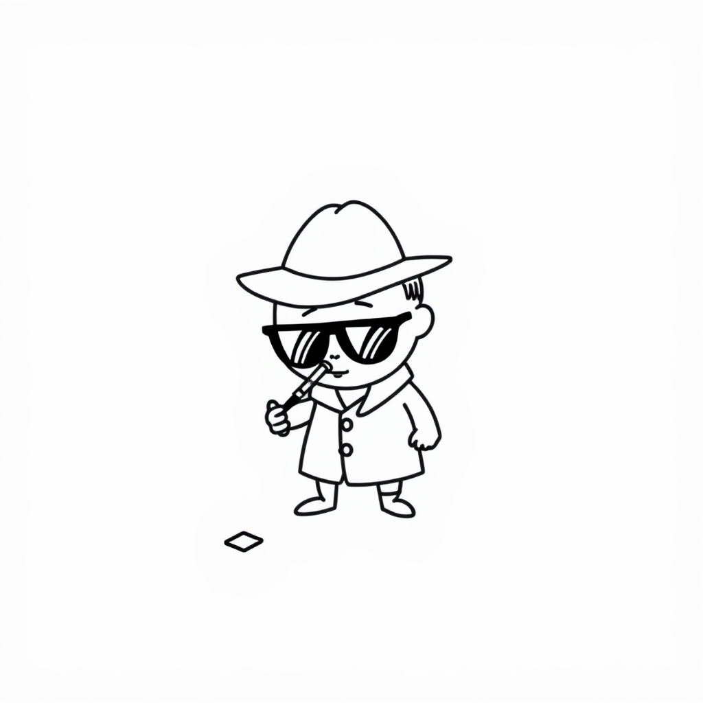 Detective investigating clues with dark sunglasses