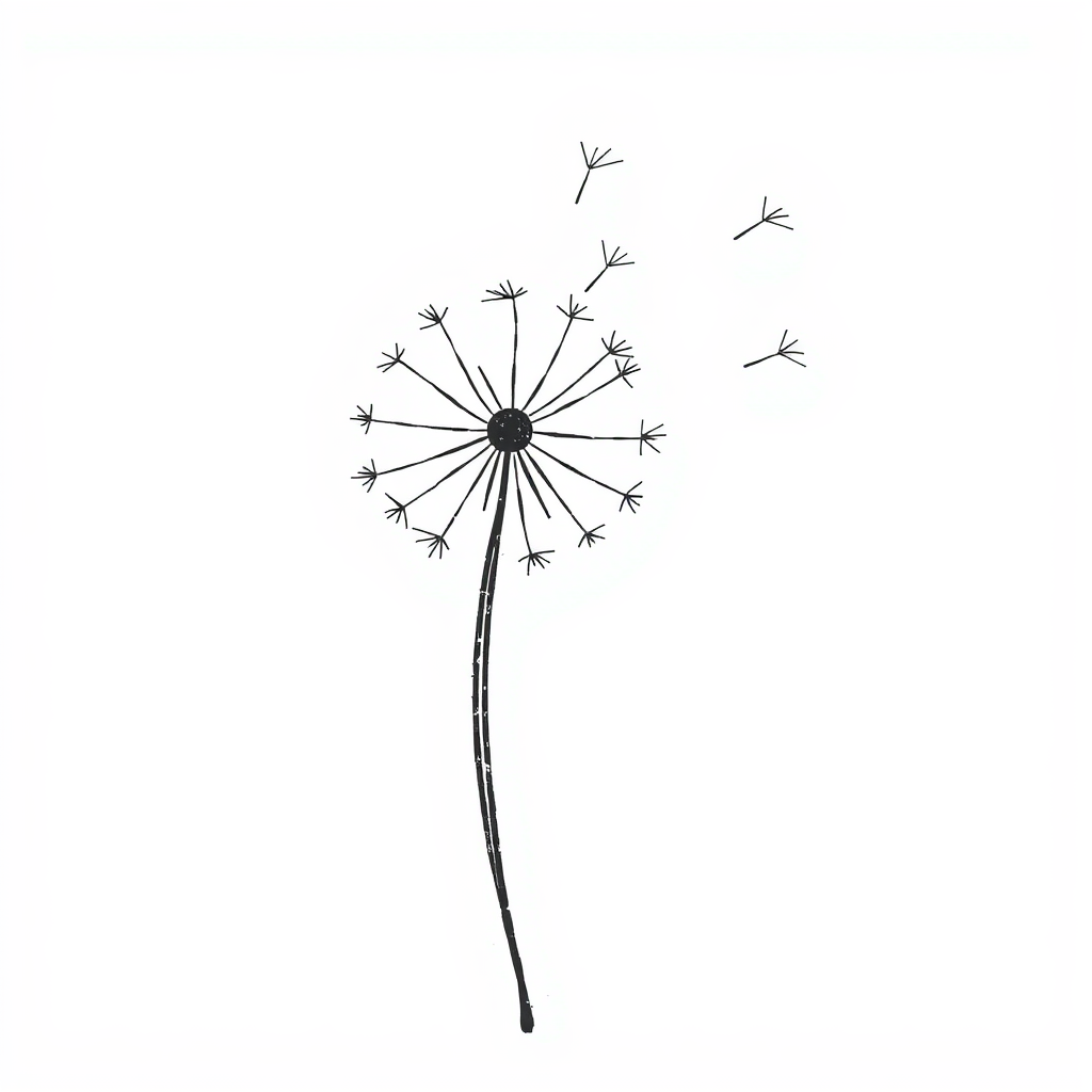 Wind swirling a curious dandelion