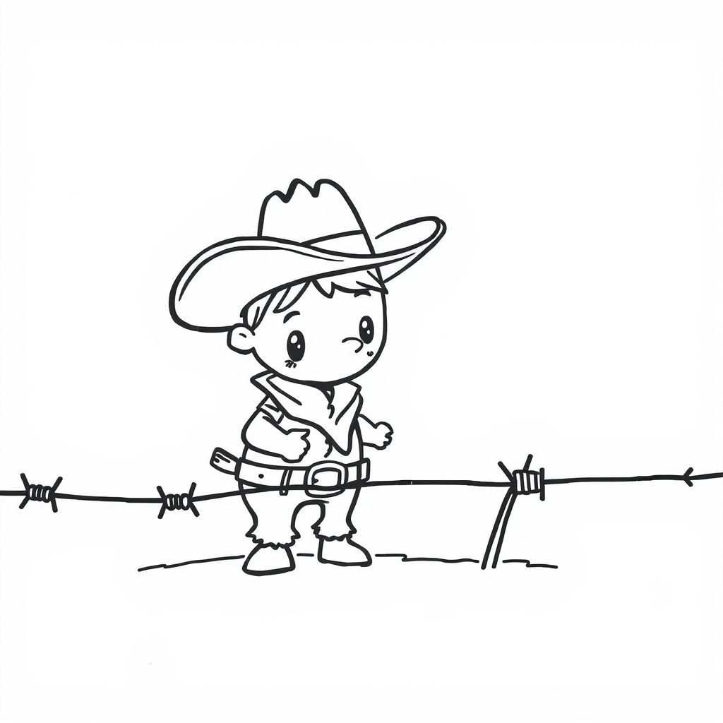 Cowboy mending broken barbed wire