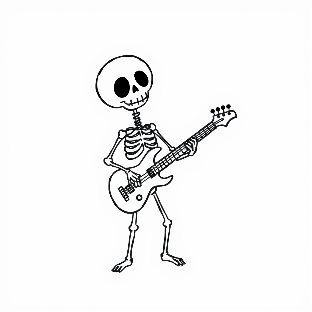 Skeleton Musician with a guitar