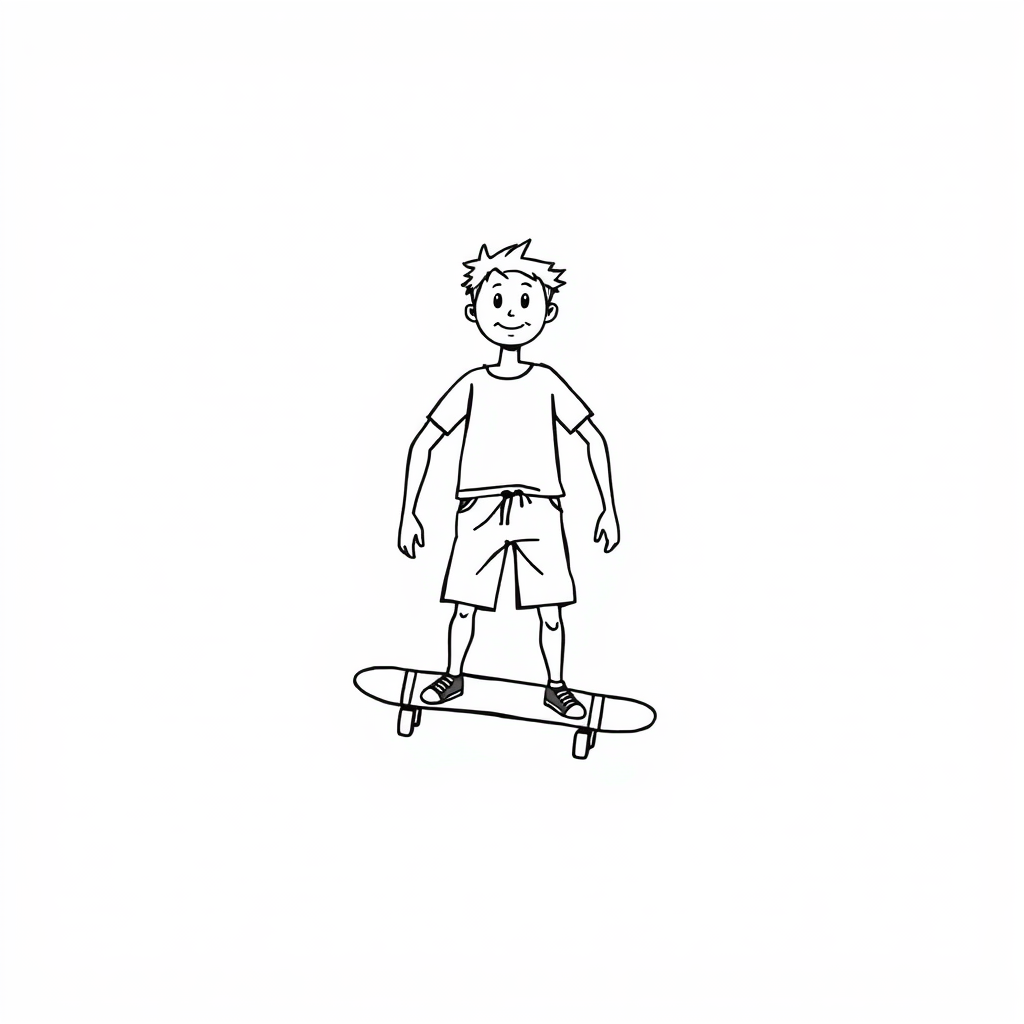 Vintage shorts guy with skateboard