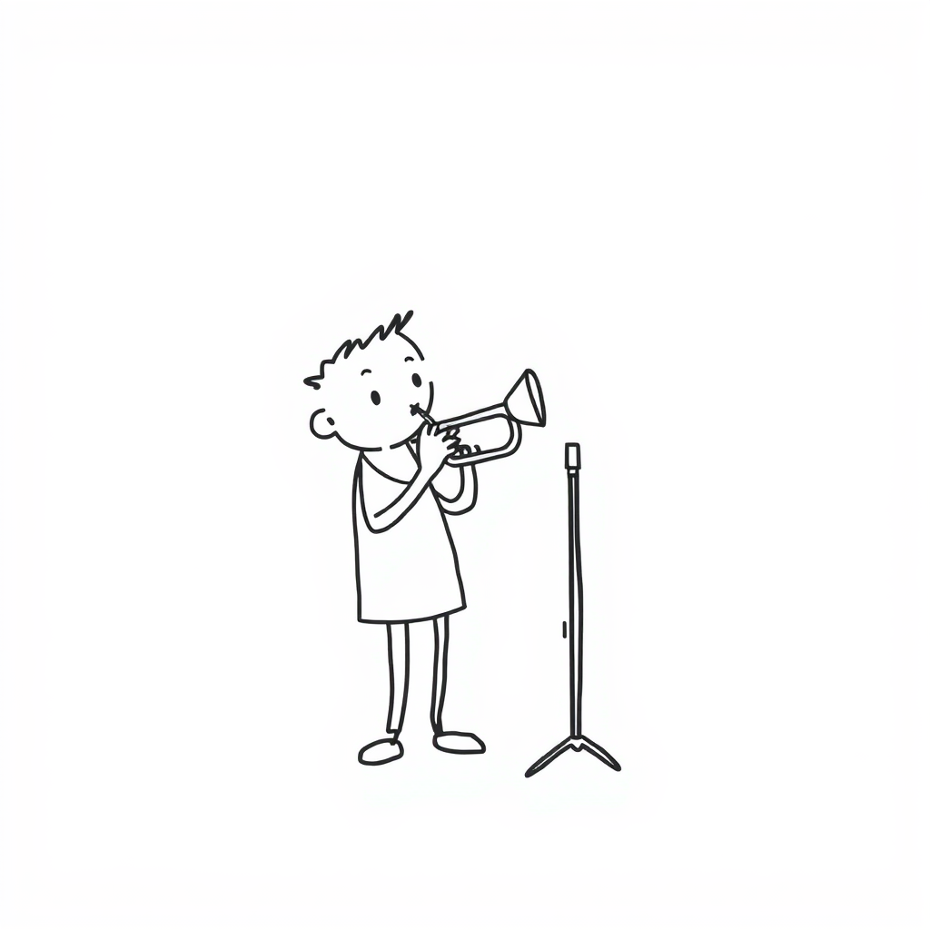 Studio musician recording trumpet