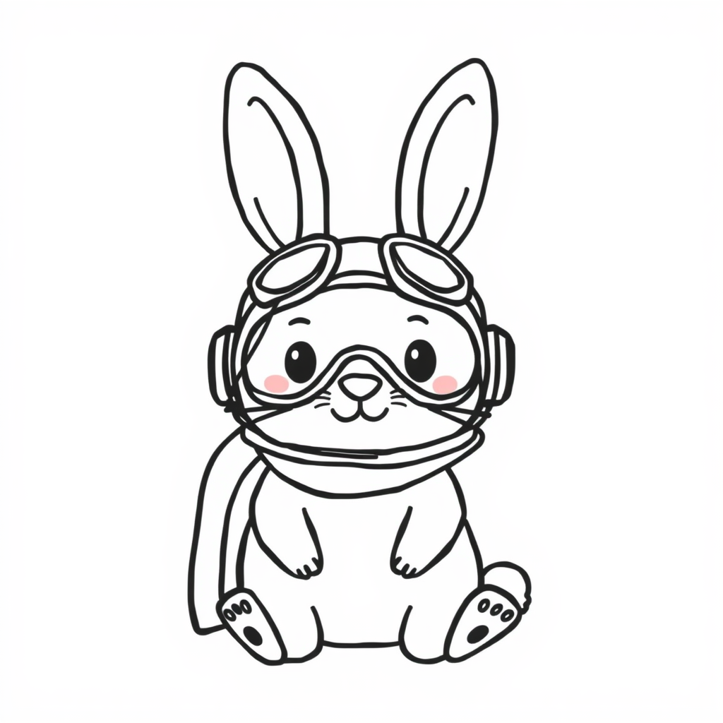 Bunny pilot with aviator goggles