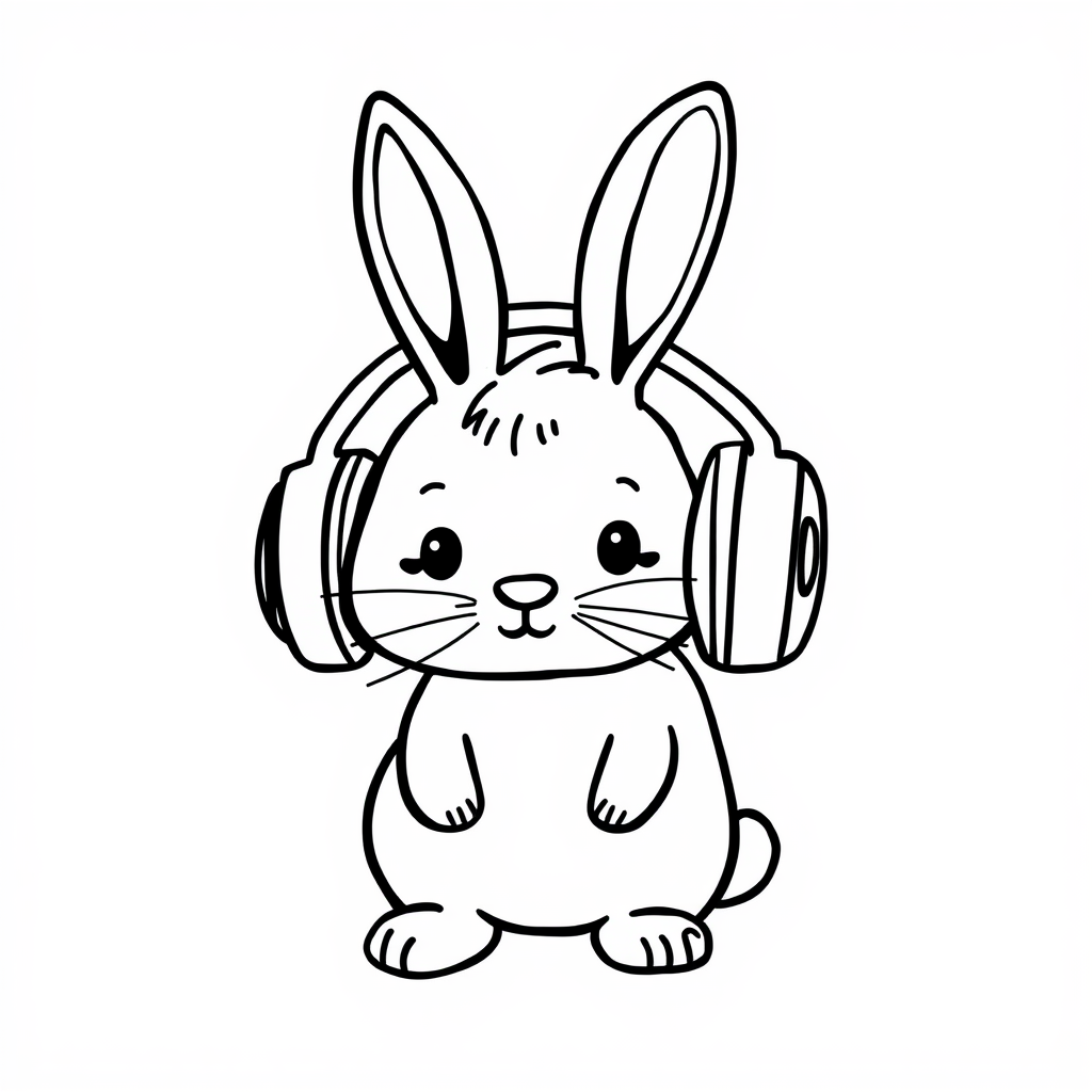 Rabbit with big headphones