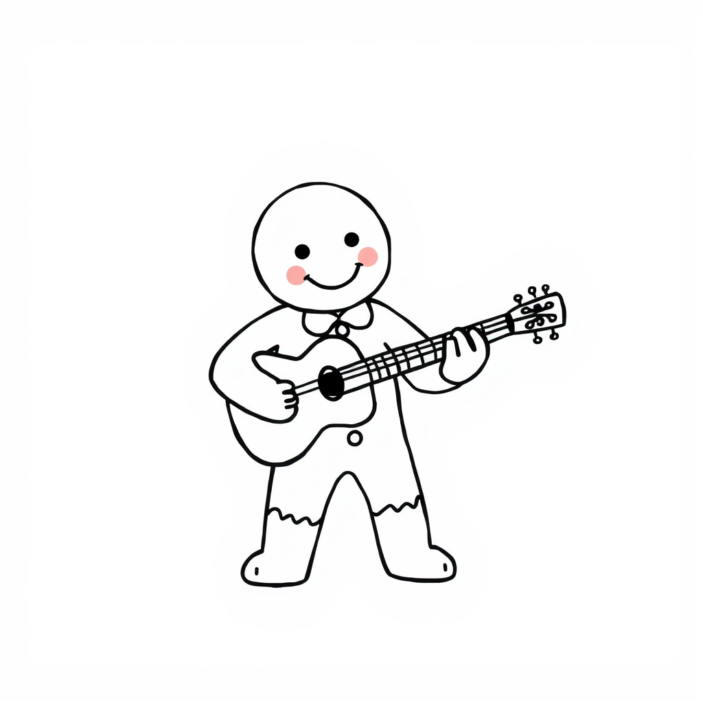 Musician Gingerbread Man playing a guitar.