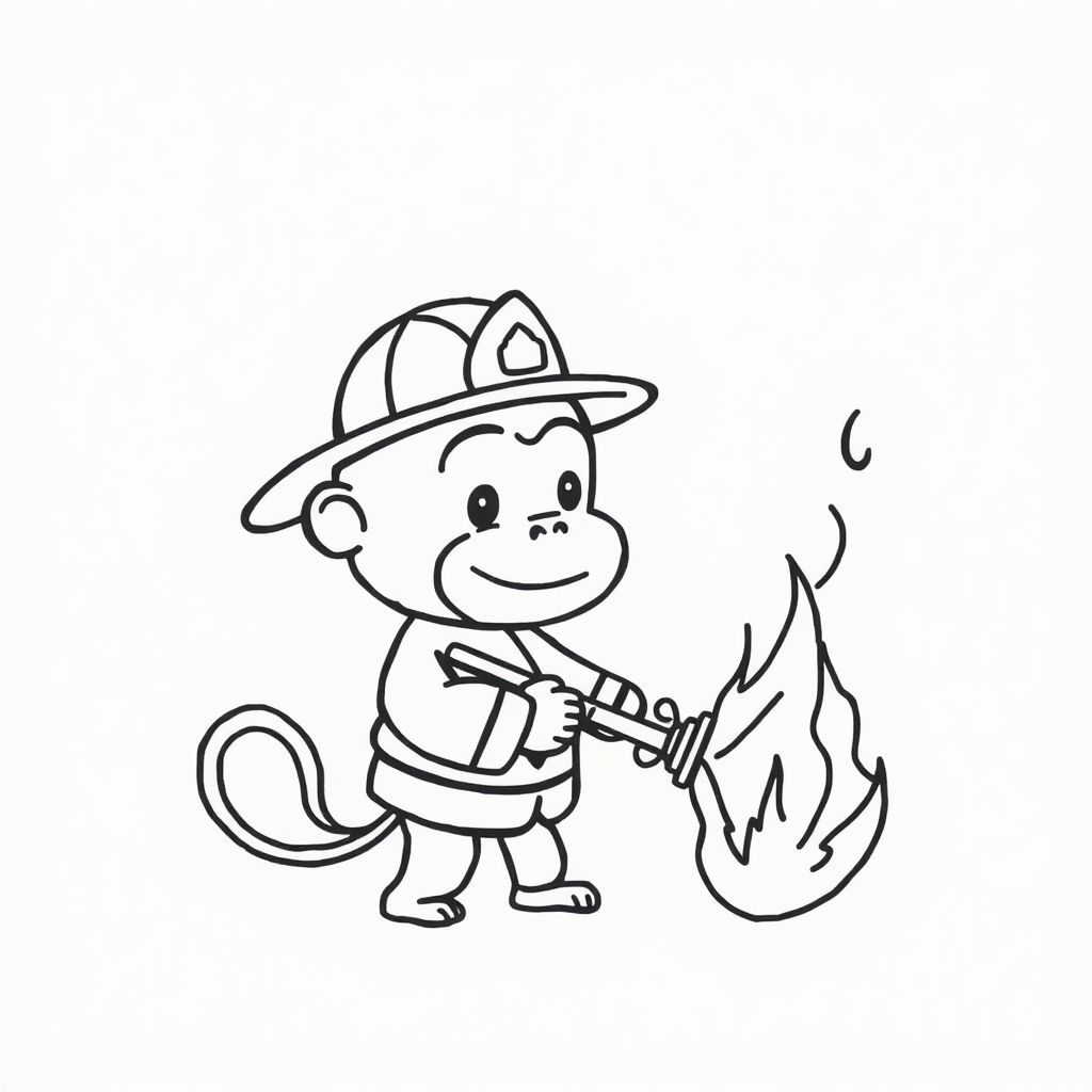 Firefighter Monkey extinguishing a fire.