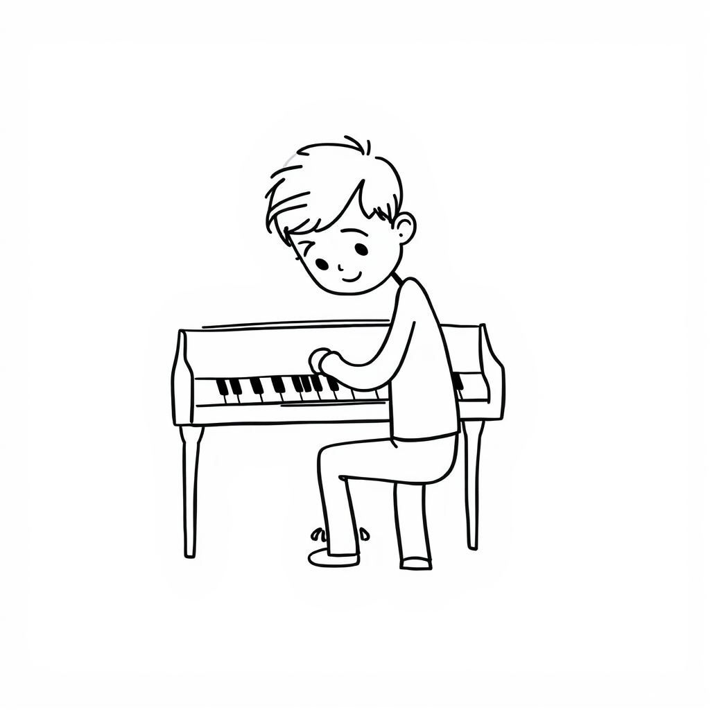 Piano tuner adjusting piano keys.