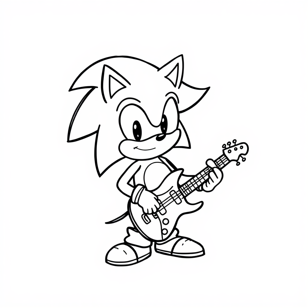 Sonic as a musician with a guitar.