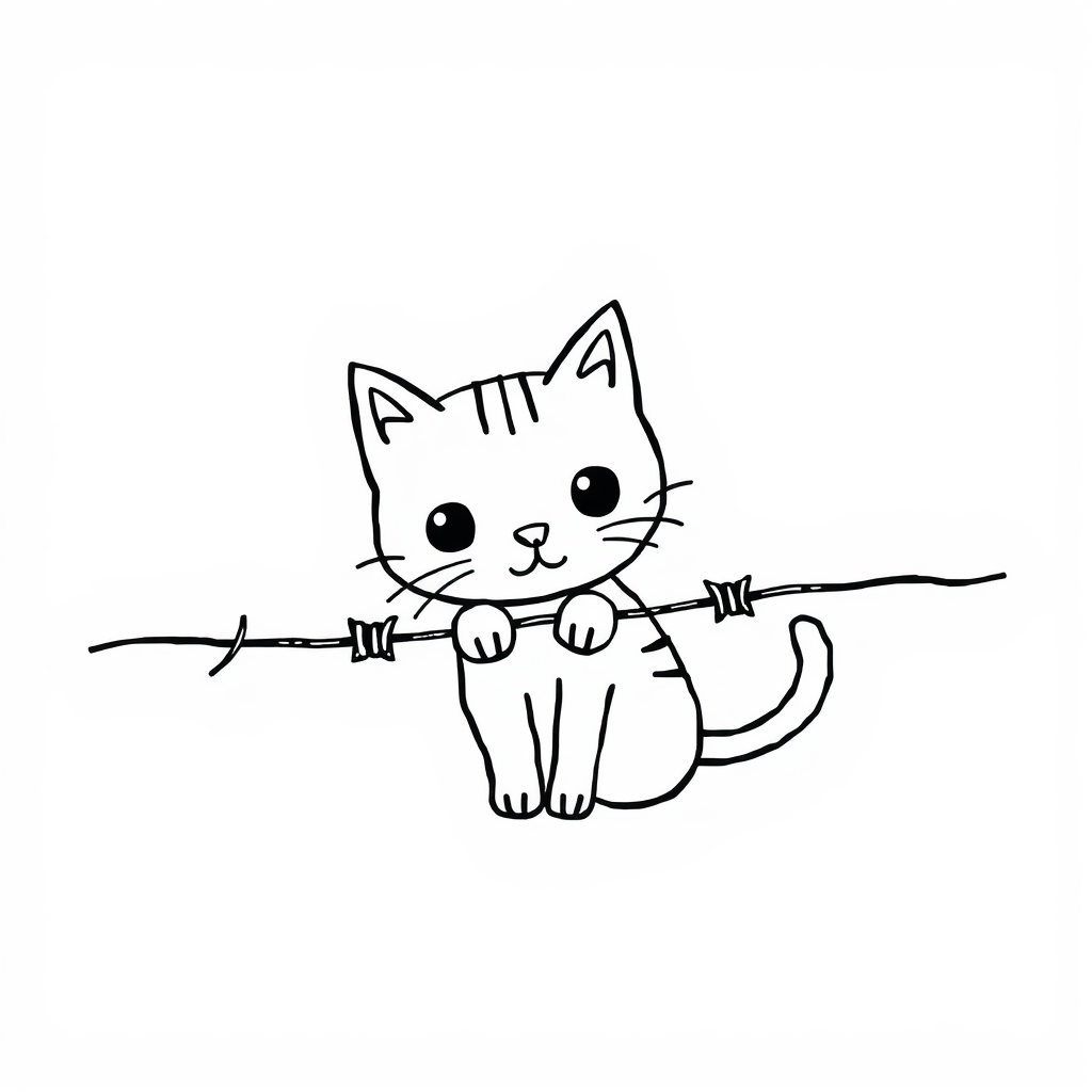 Cat entangled in barbed wire