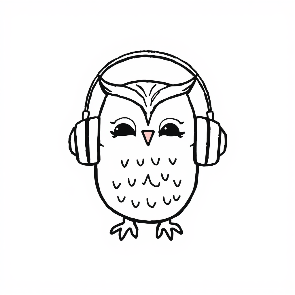 Owl wearing headphones