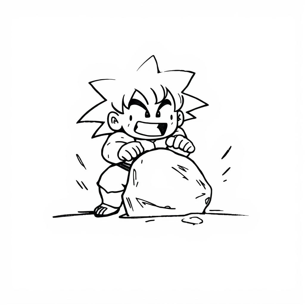 Broly smashing a rock