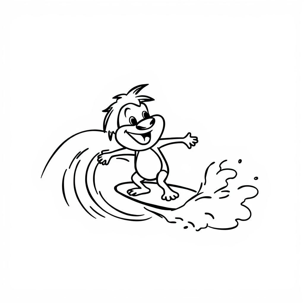 Timon surfing a wave