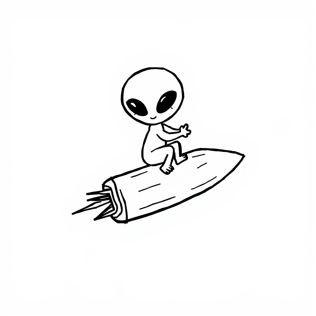 Alien riding a comet