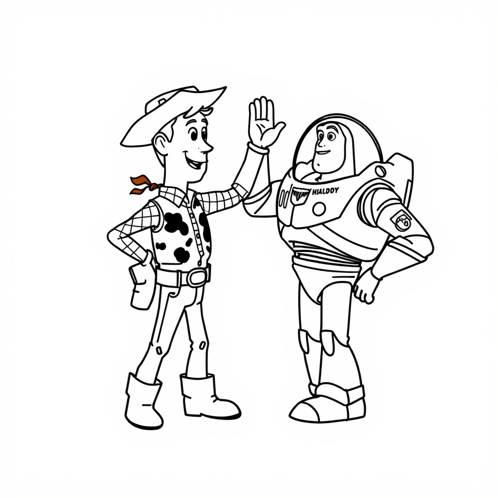 Woody high-fiving Buzz Lightyear