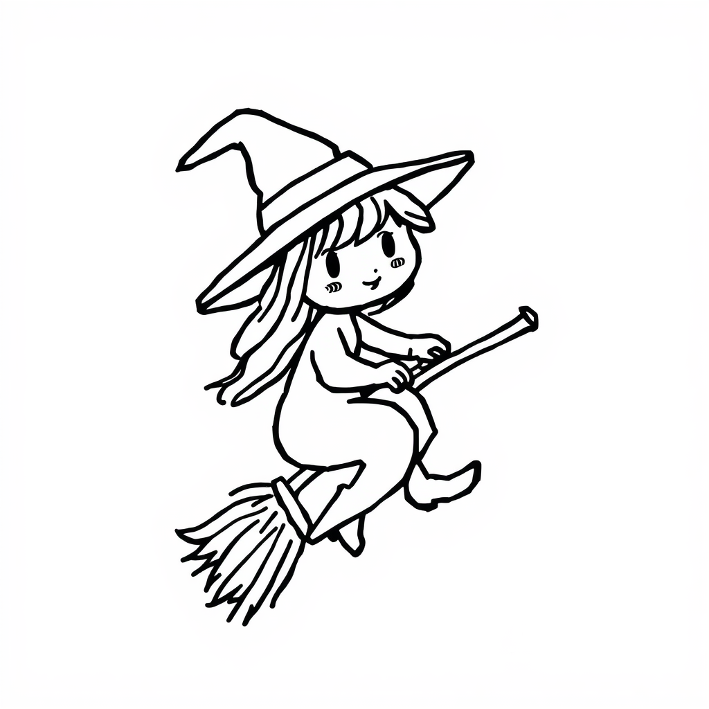 Witch riding a broomstick