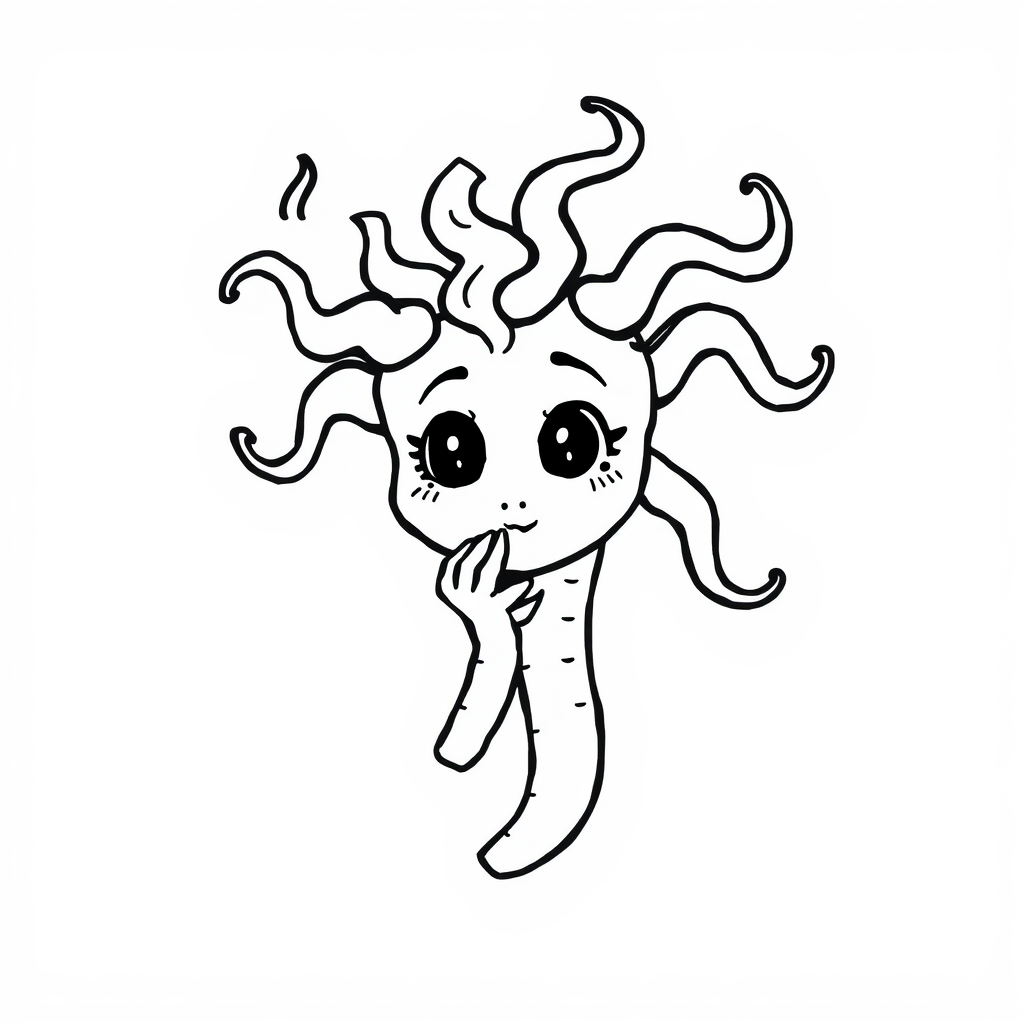 Medusa with hand on her chin