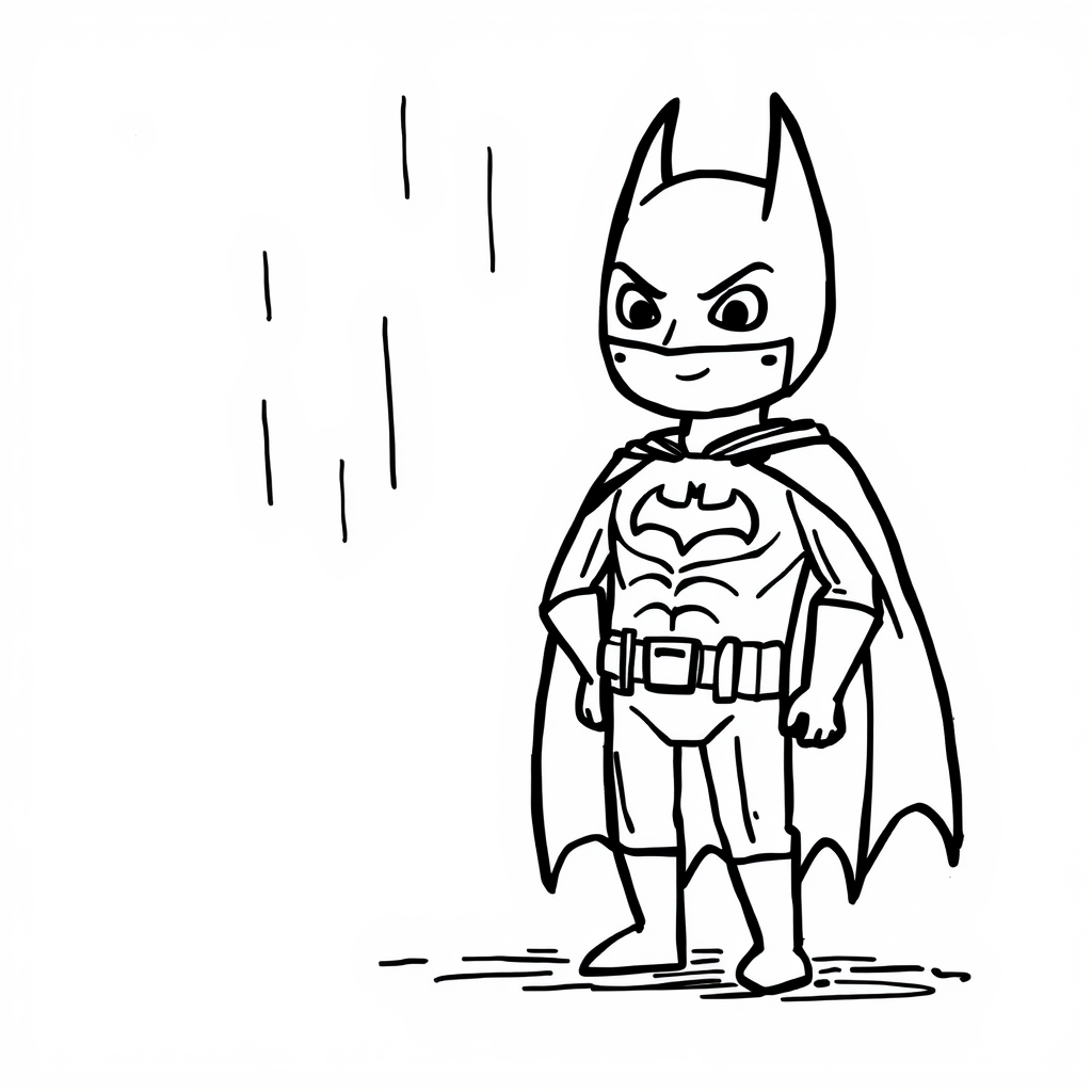 Batman standing in the rain