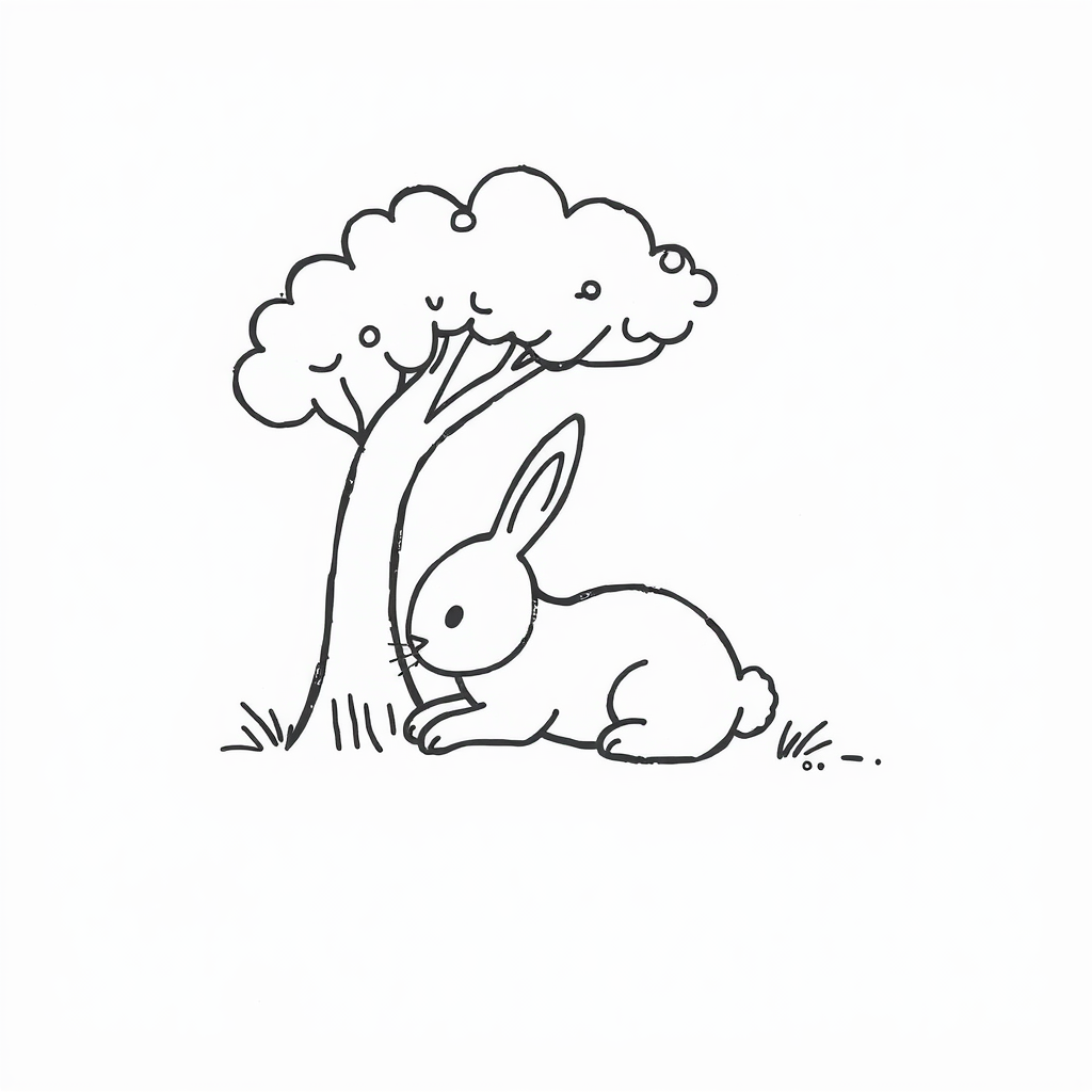 Bunny lounging under a tree