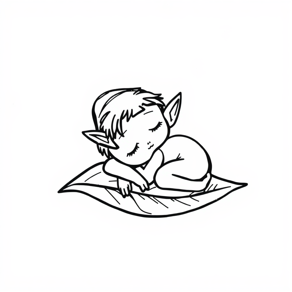 Elf napping on a leaf