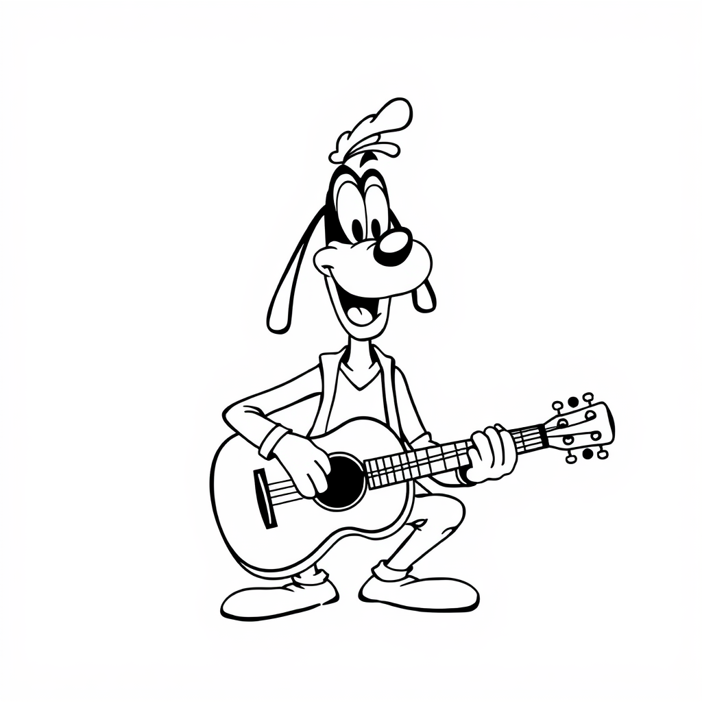 Goofy playing an acoustic guitar