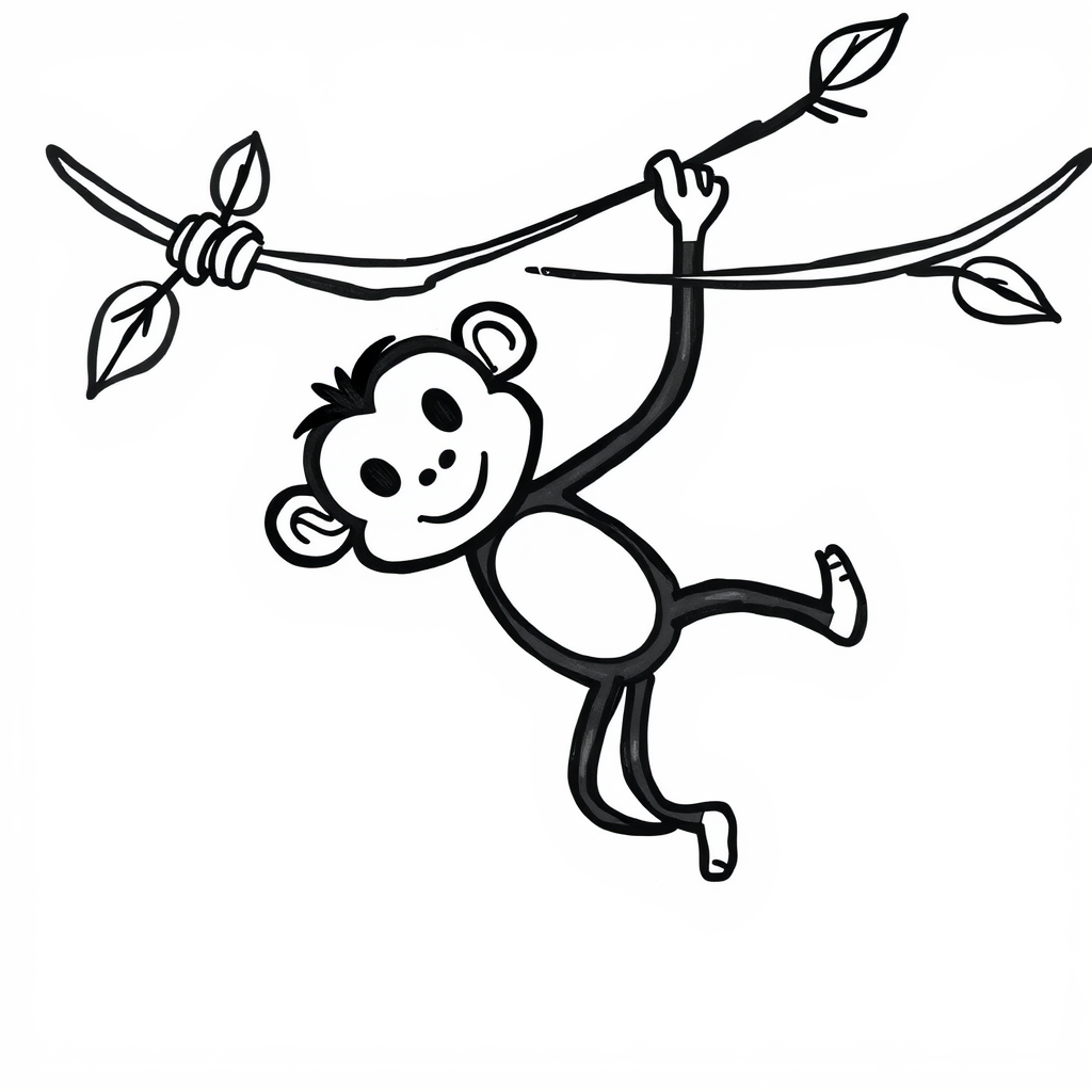 Monkey hanging from a vine