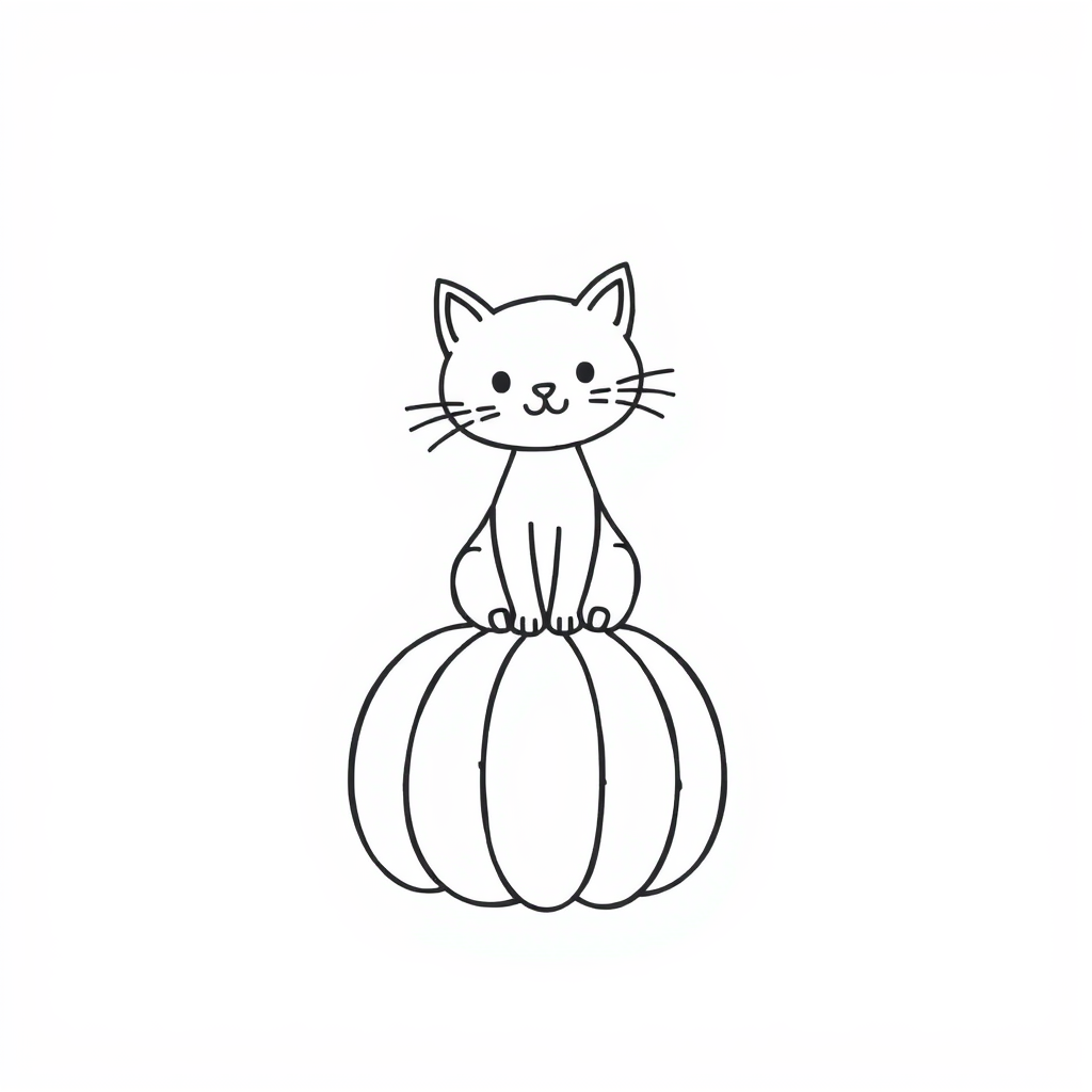 Cat sitting on a pumpkin