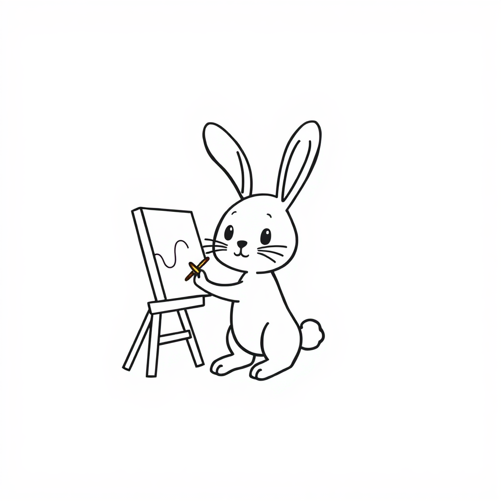 Bunny painting a picture