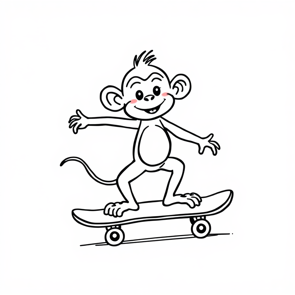 Monkey riding skateboard