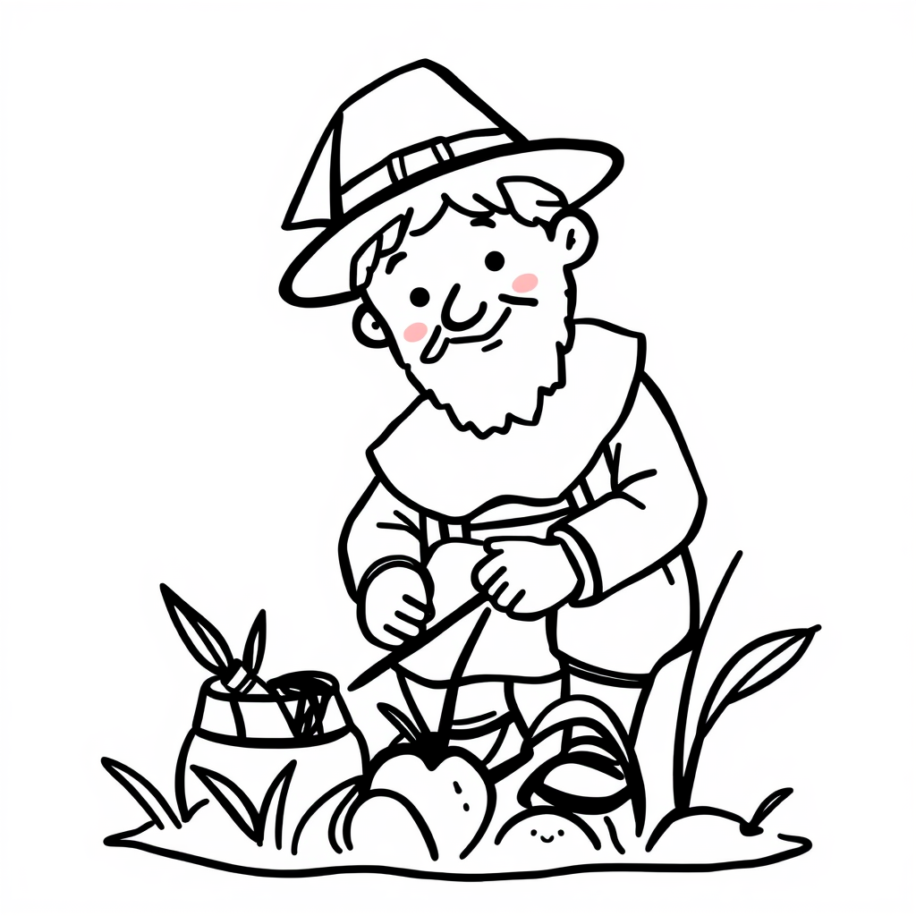 Pilgrim man gardening