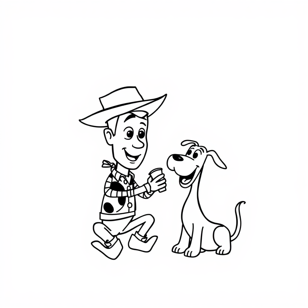 Woody sharing snacks with Slinky Dog