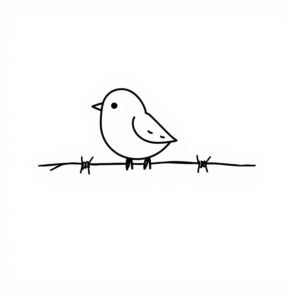 Bird perched on barbed wire