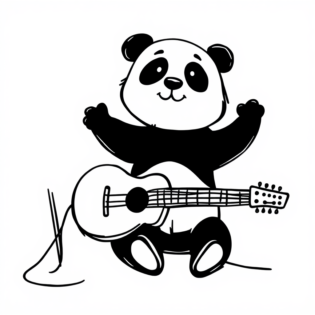 Panda playing guitar