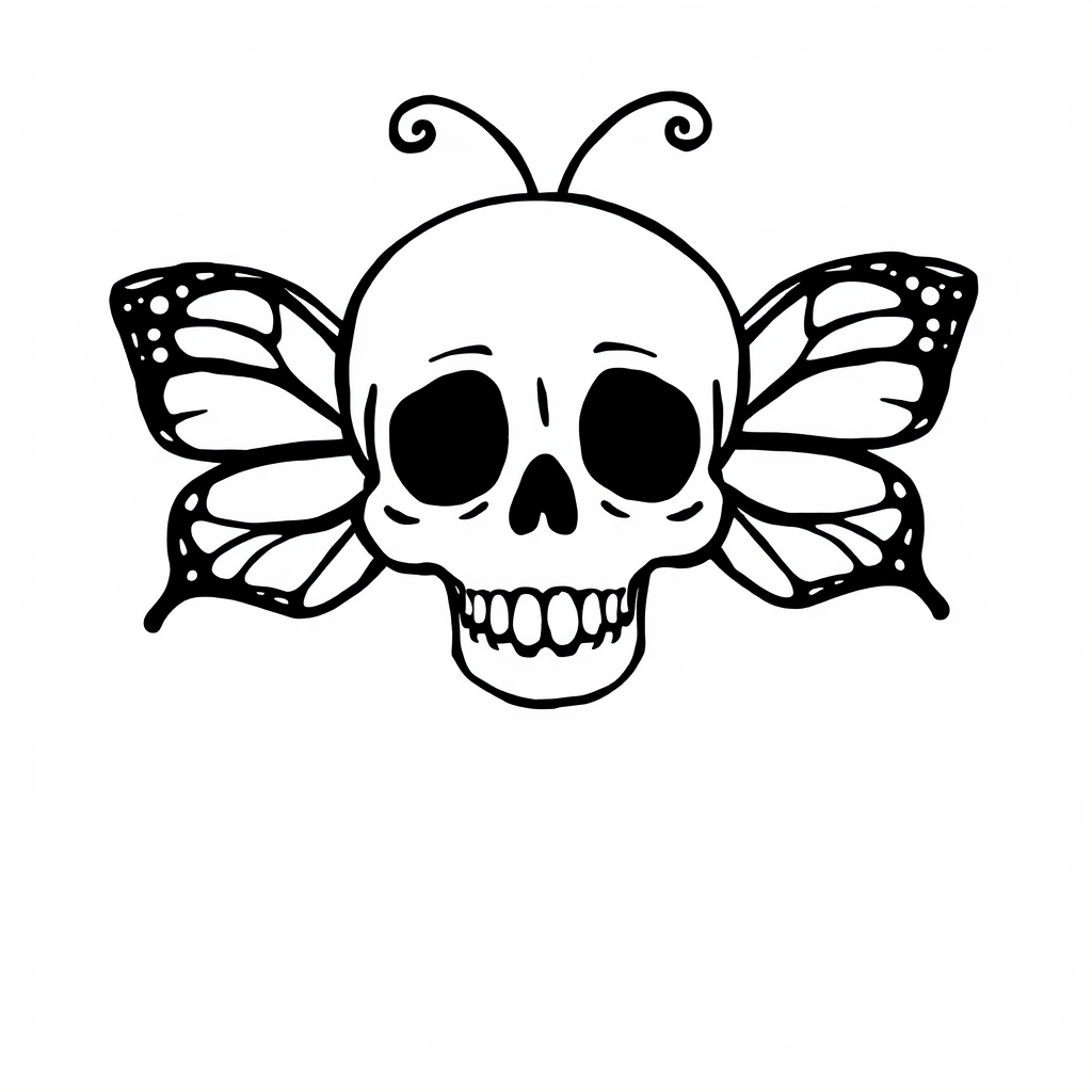 Skull with butterfly wings