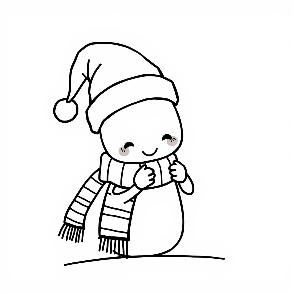 Santa Hat knitting a striped scarf