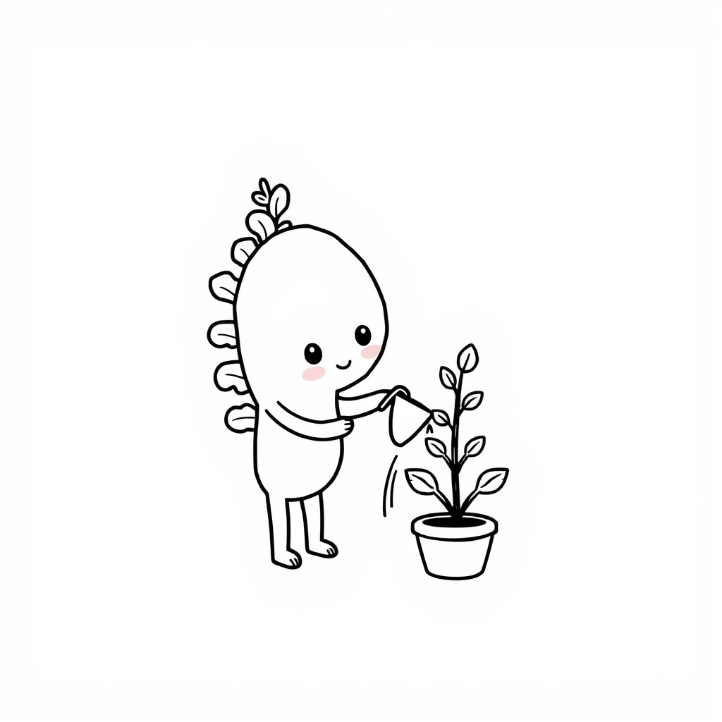 Fern watering a plant