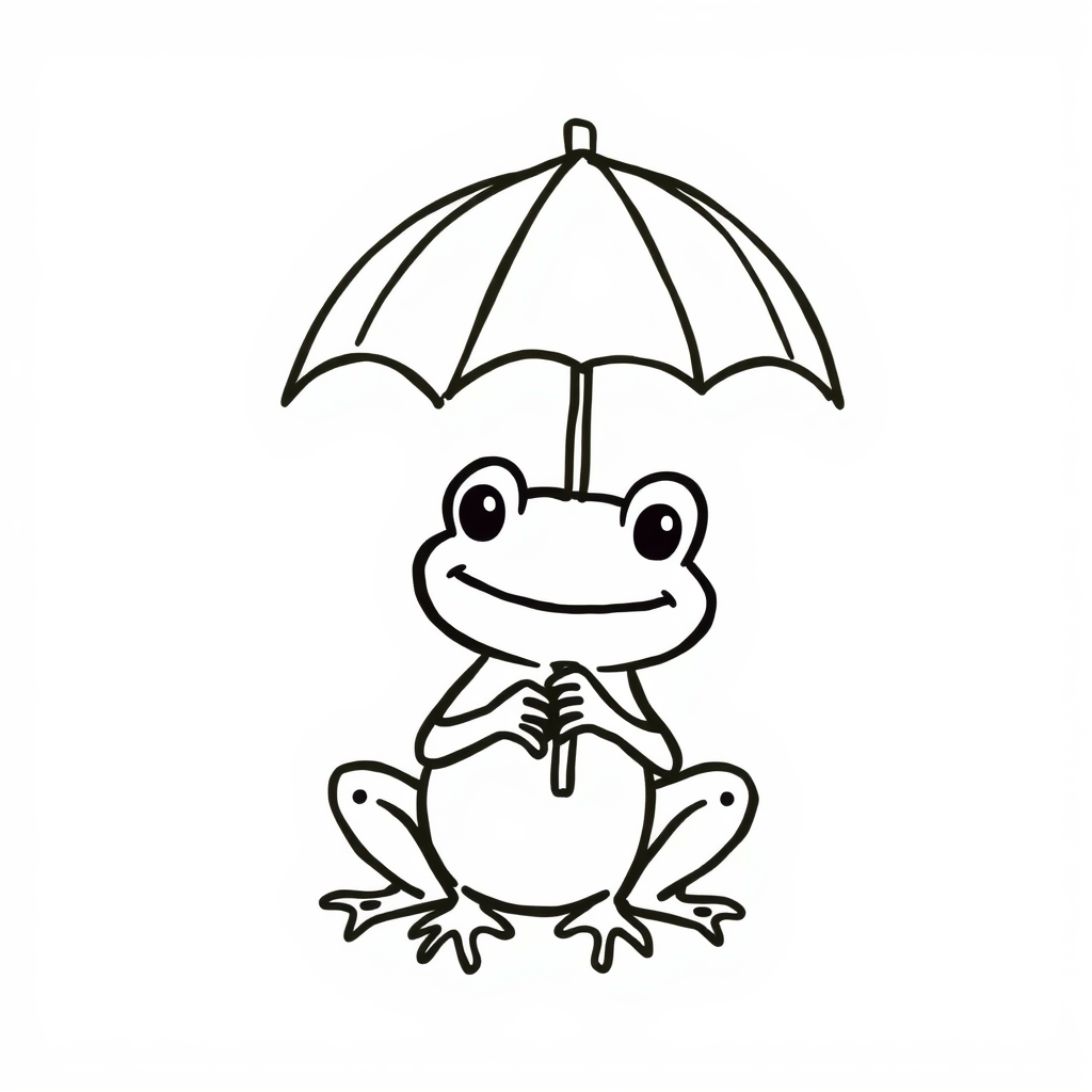 Frog under leaf umbrella