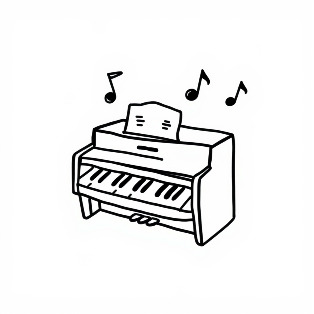 Piano with dancing eighth notes