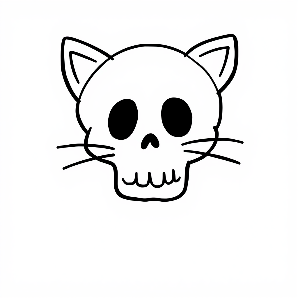 Skull with cat whiskers