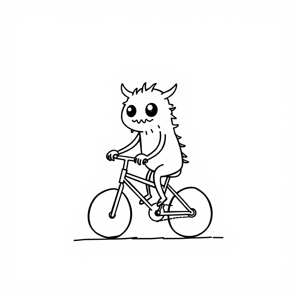 Cute Monster riding a bicycle