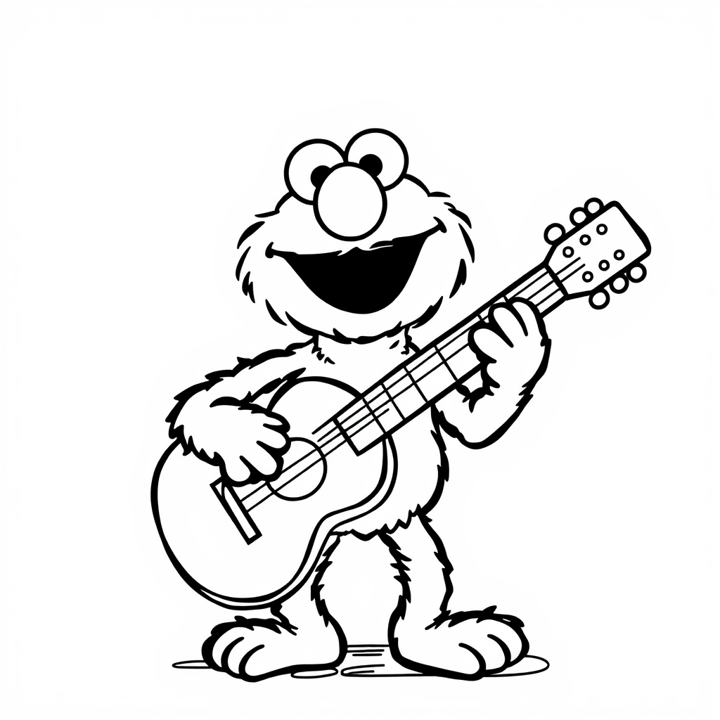 Elmo playing the guitar