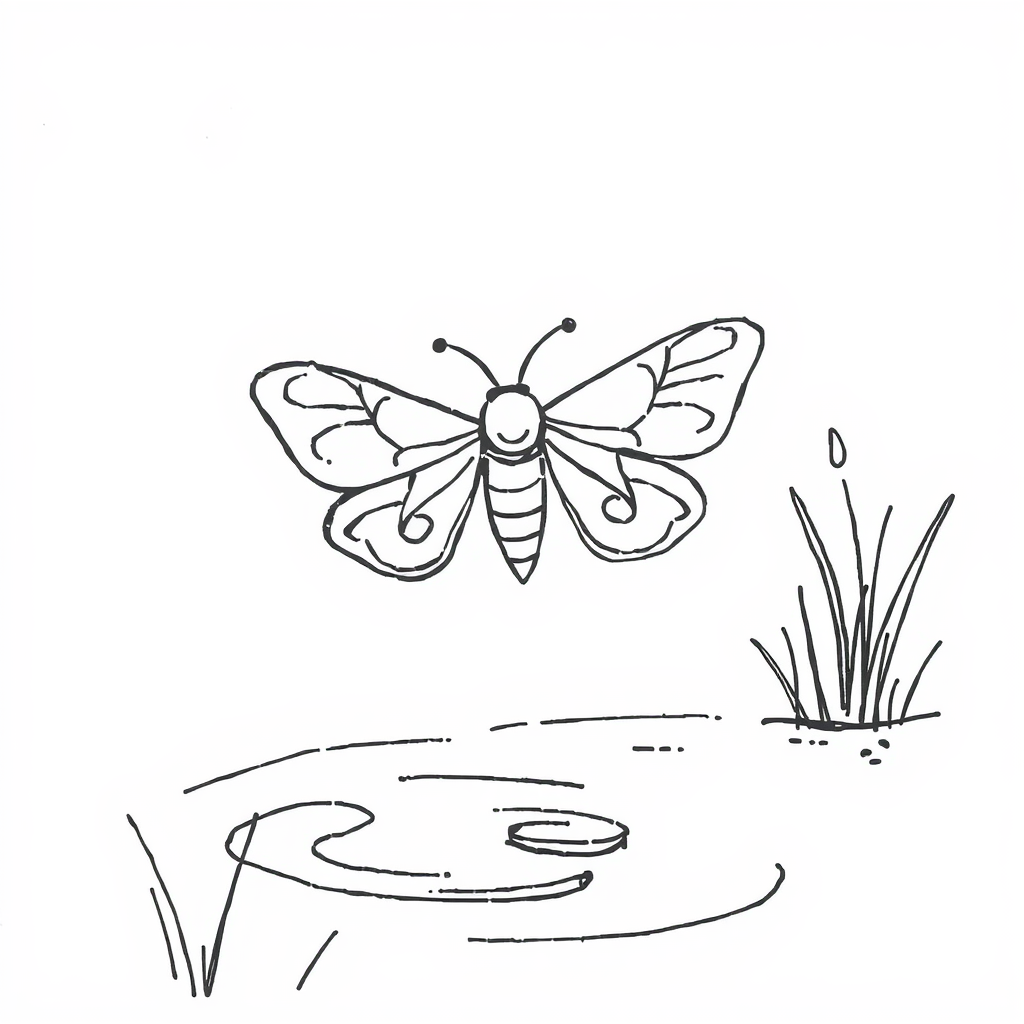 Moth beside a calm pond