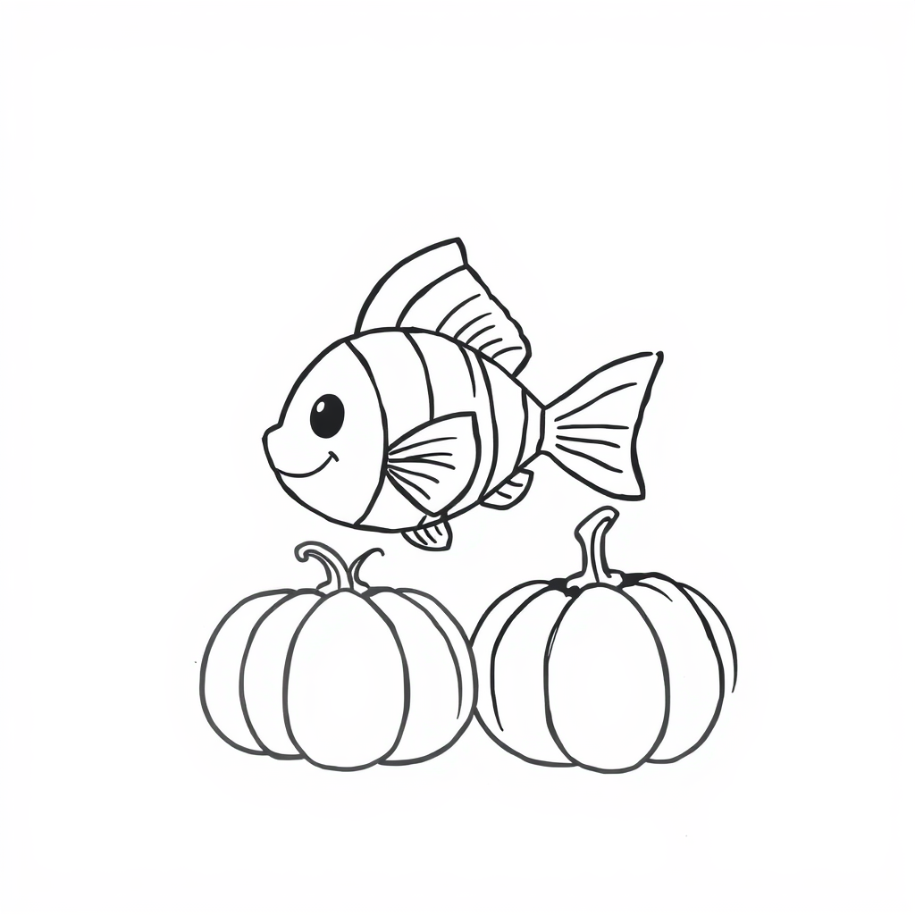 Angelfish and Halloween pumpkins