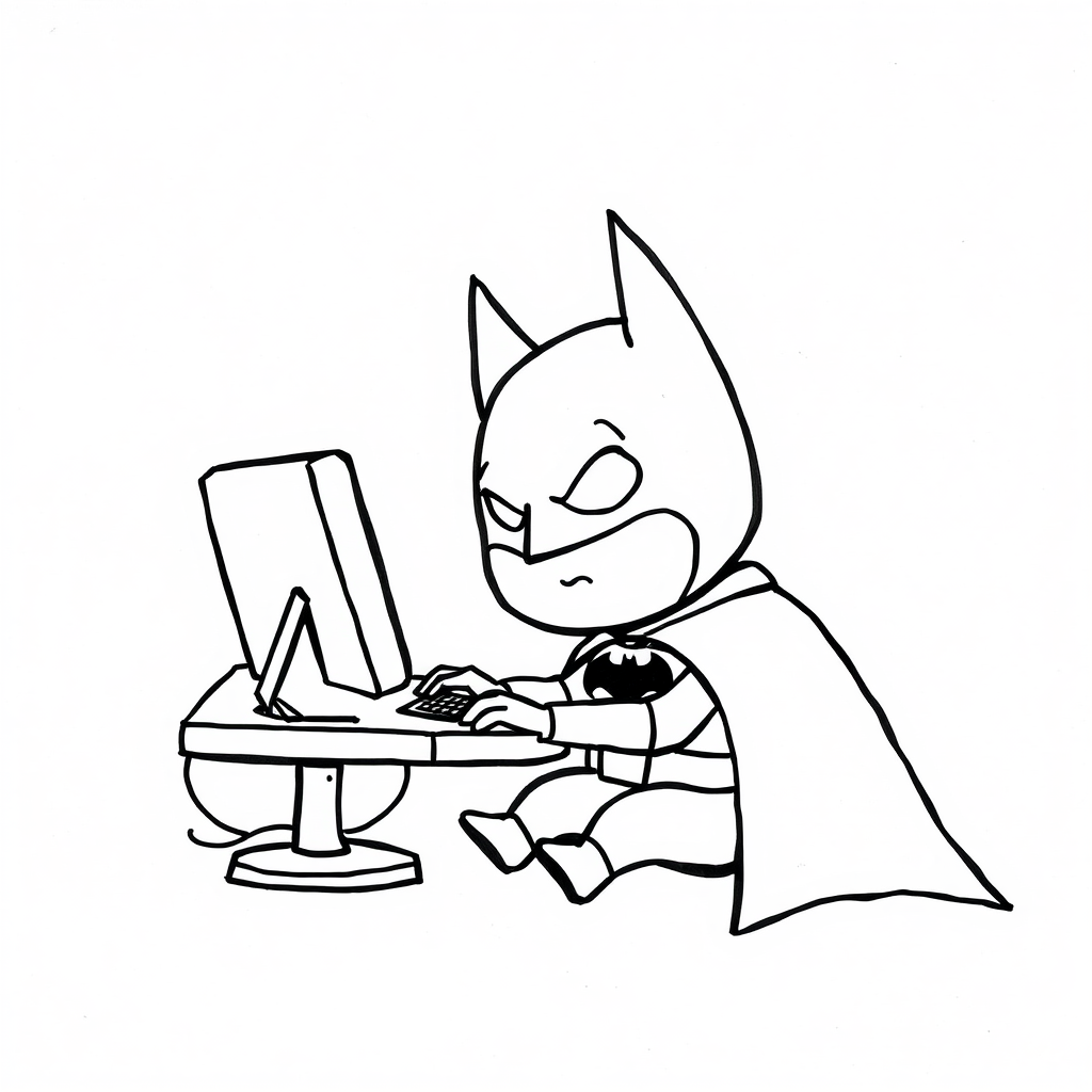 Batman analyzing with Batcomputer