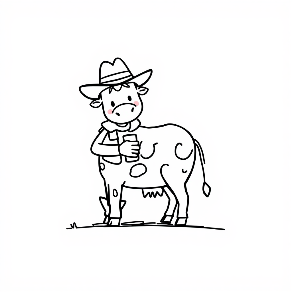 Cowboy milking a cow