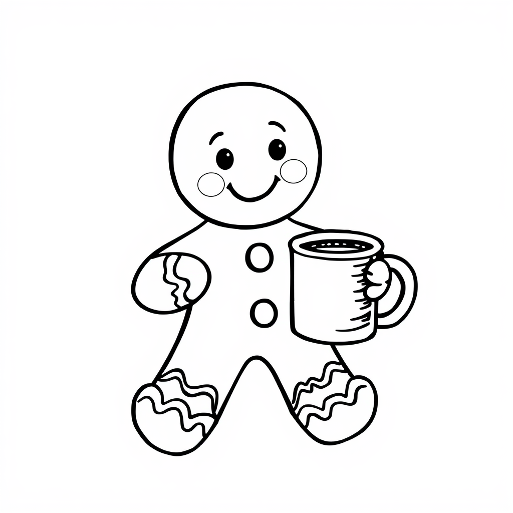 Gingerbread Man with a hot cocoa mug