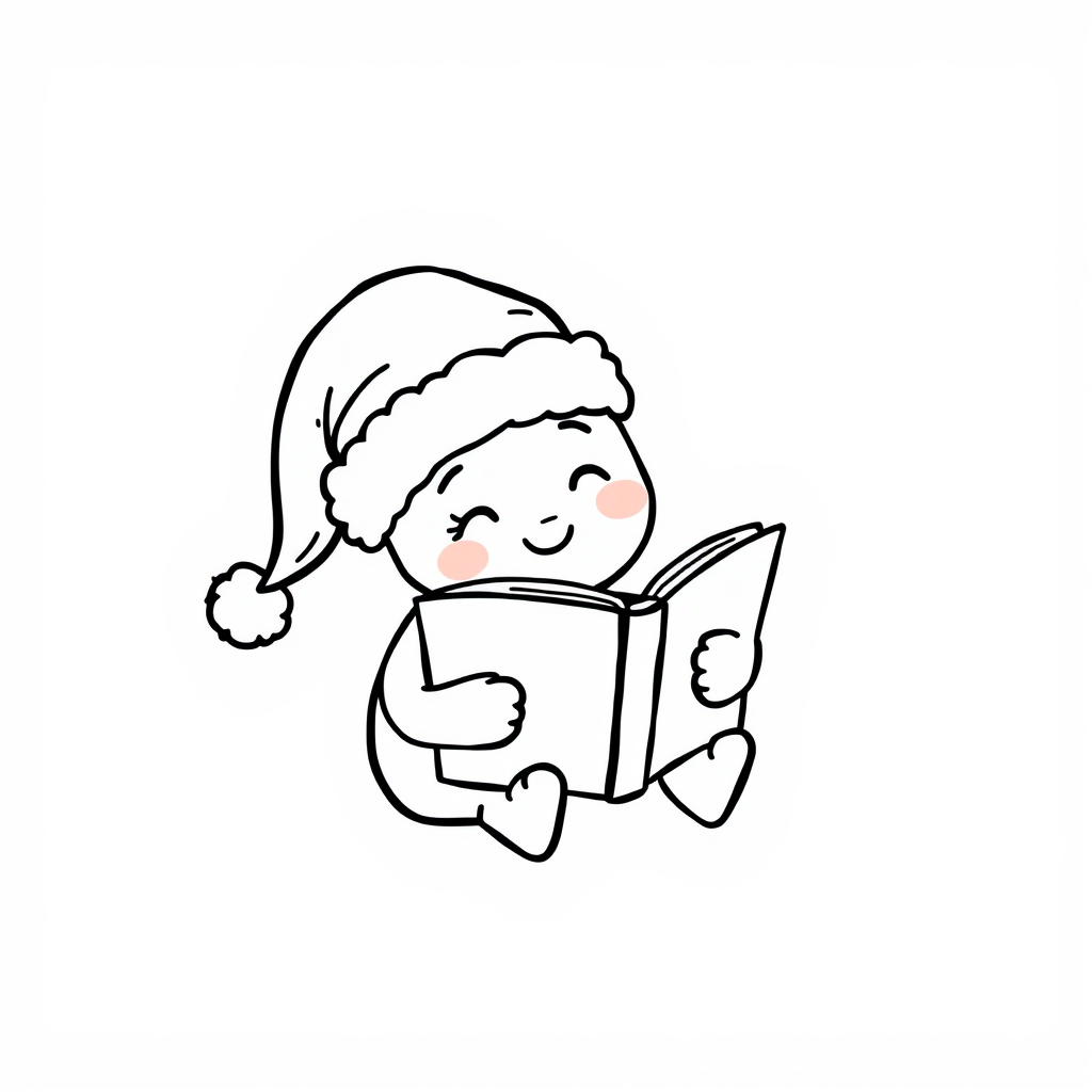 Santa Hat reading a holiday storybook