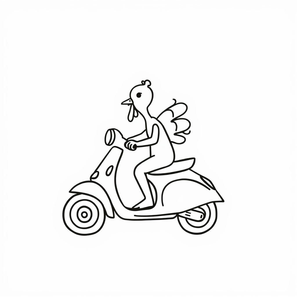 Turkey riding a scooter