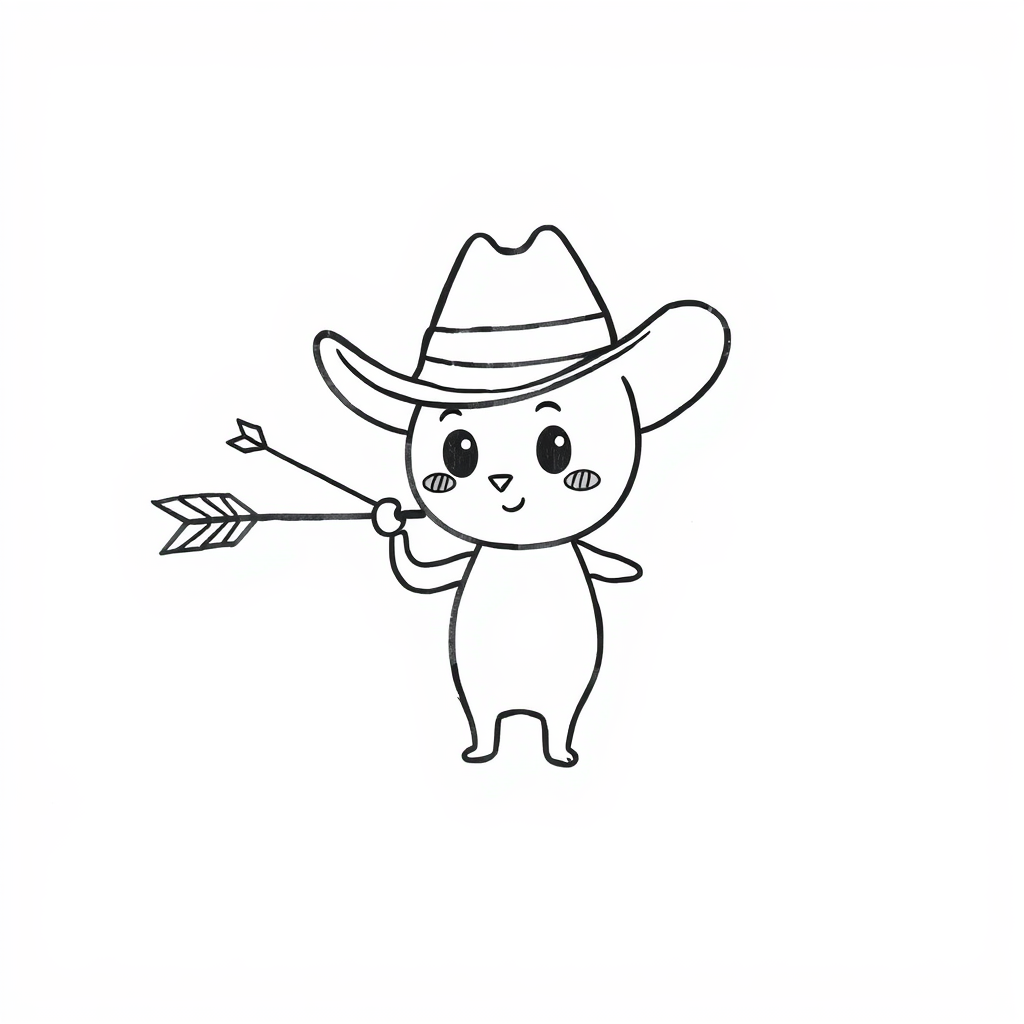 Shooting arrows with cowboy hat