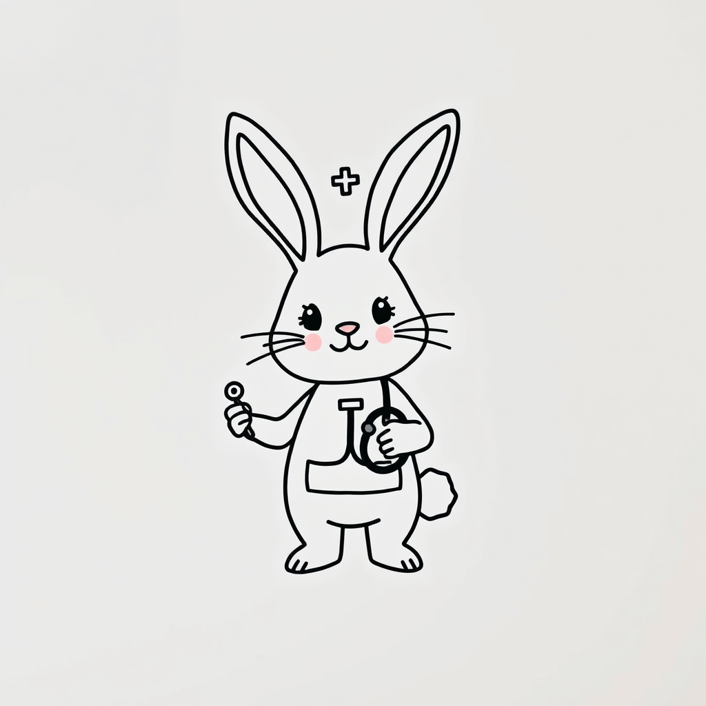 Bunny nurse holding a stethoscope