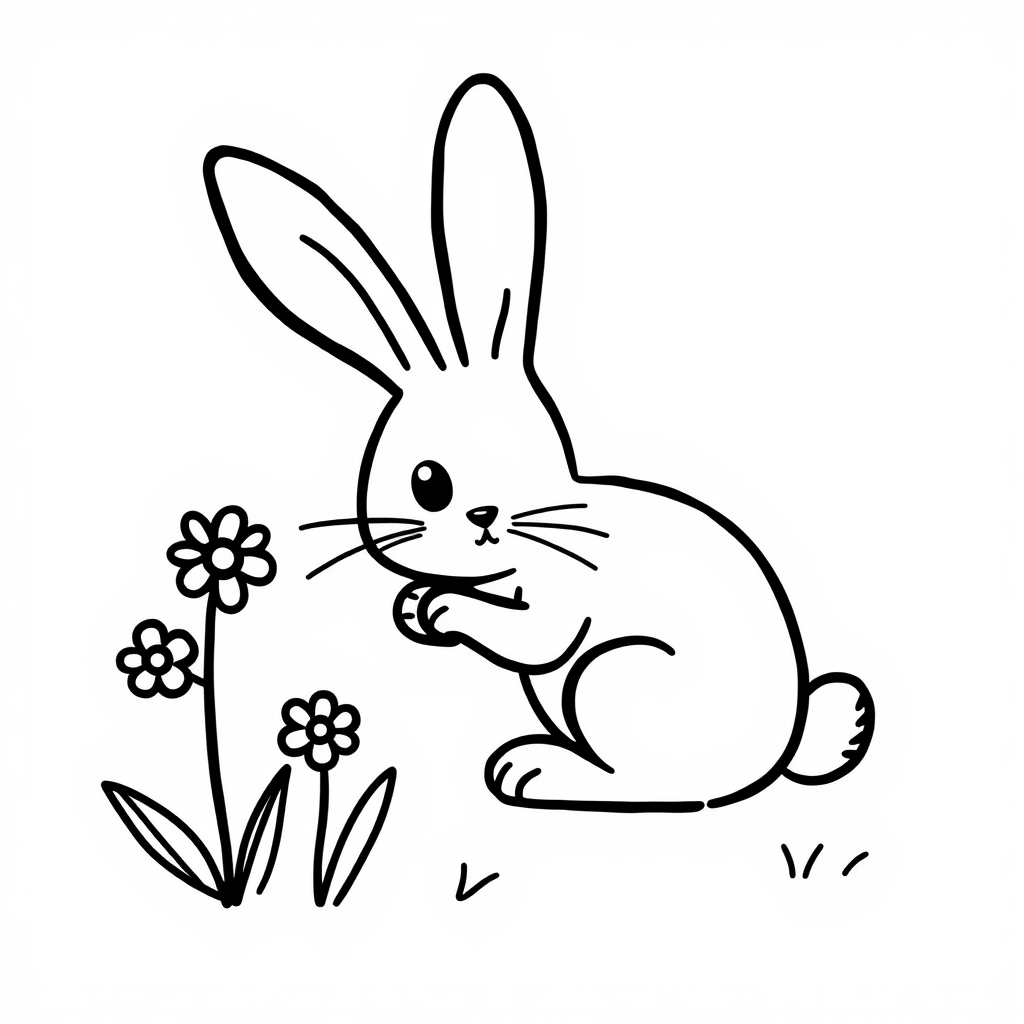 Bunny gardening flowers